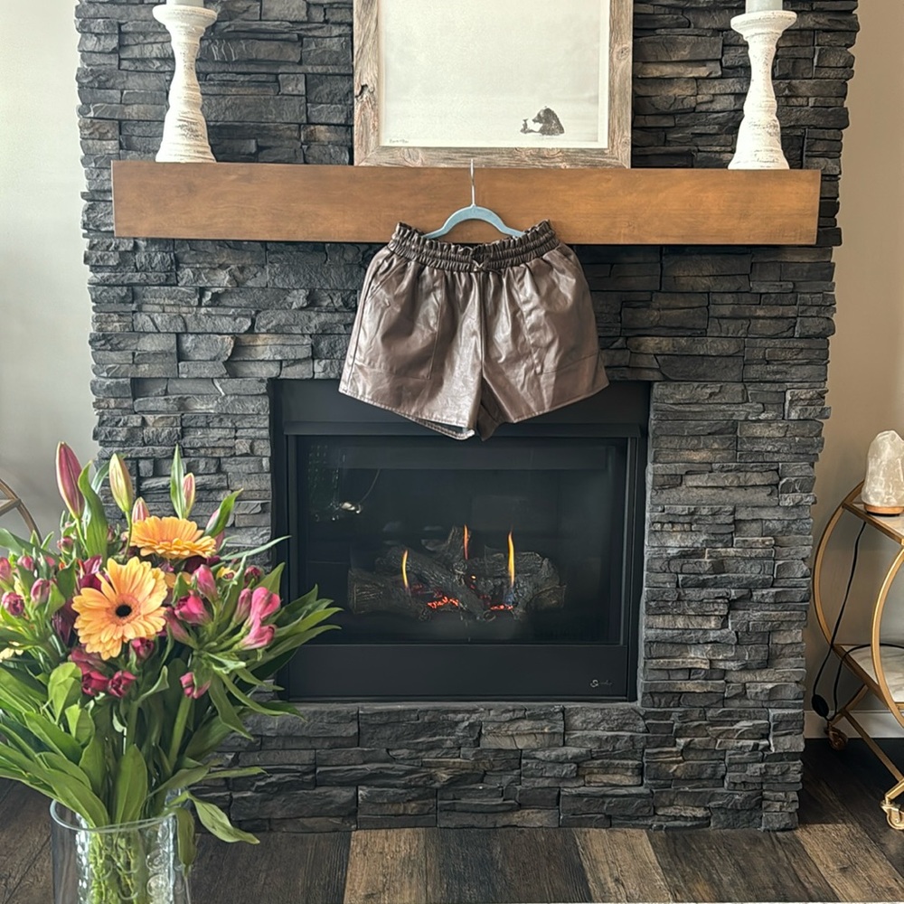 Gorgeous, chocolate brown, faux, leather‎ shorts